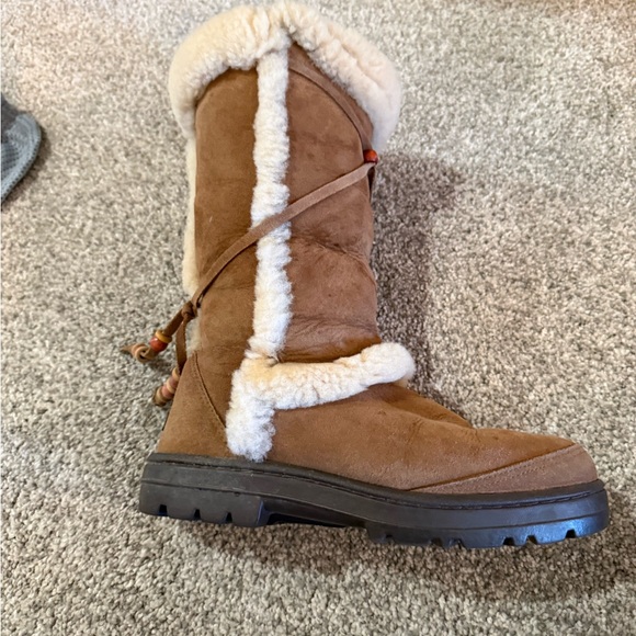 UGG Brown and Cream Shearling Boots - Picture 3 of 9
